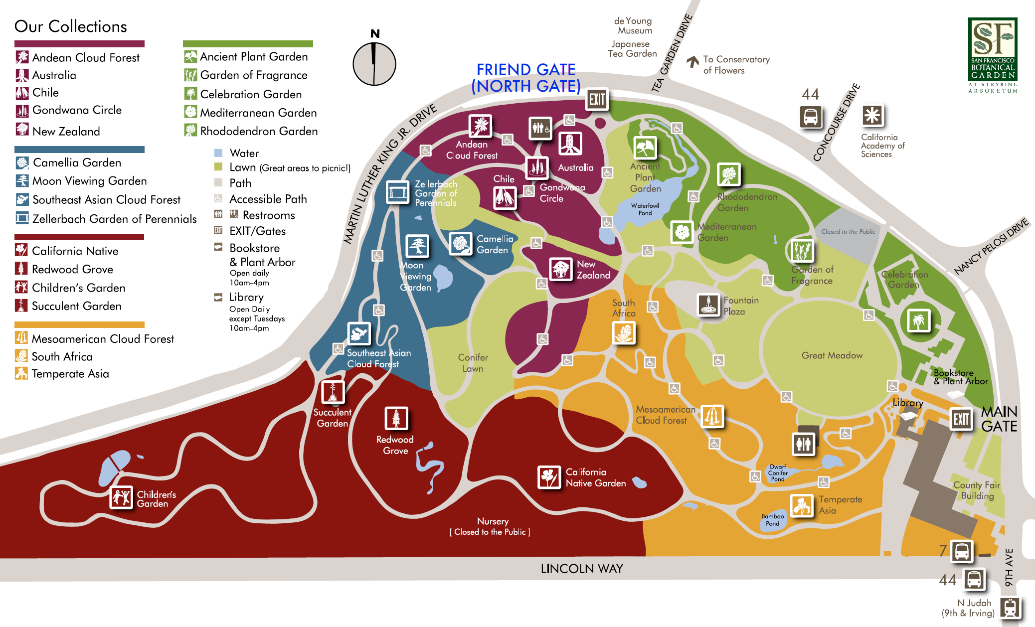 SF Botanical Garden Map map