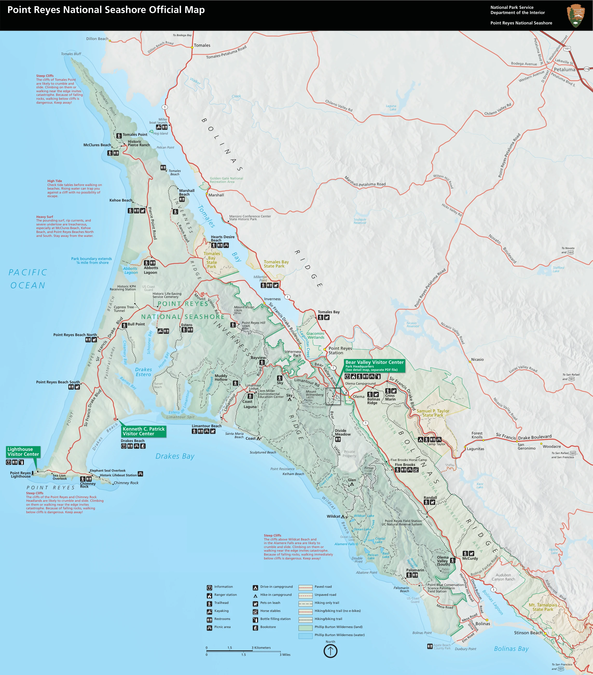 Point Reyes National Seashore park map example