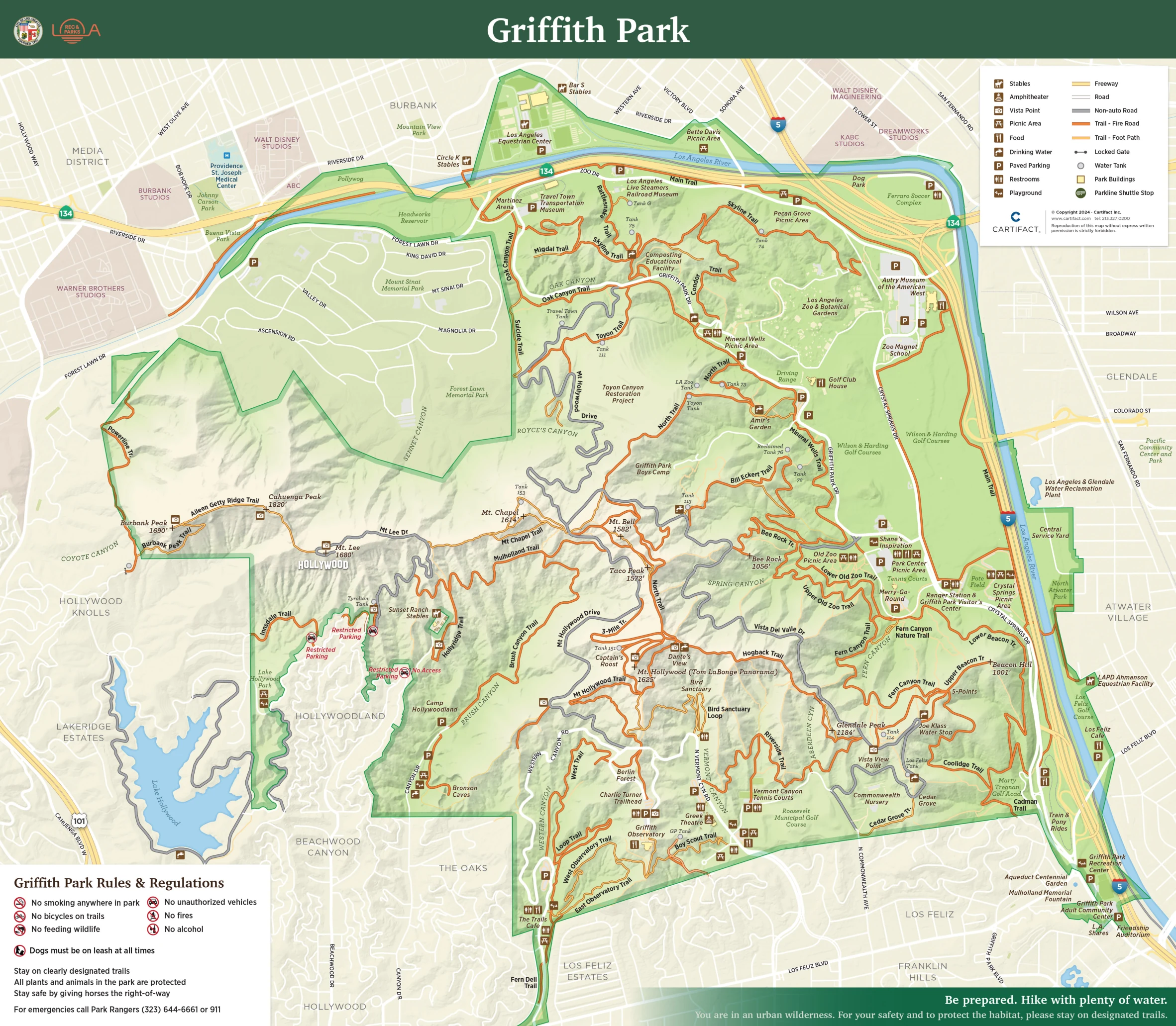 Griffith Park Map map