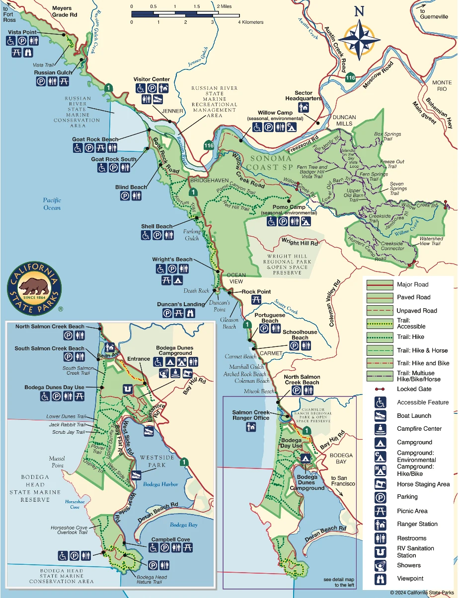 Sonoma Coast State Park Map map