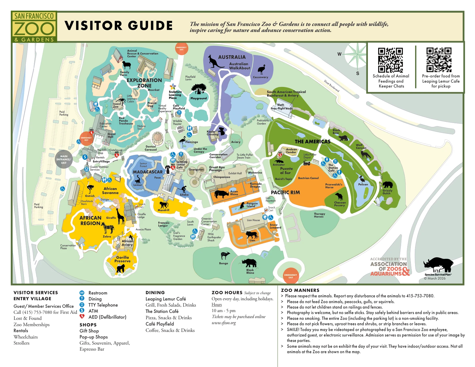 Zoos, botanical gardens and parks map example