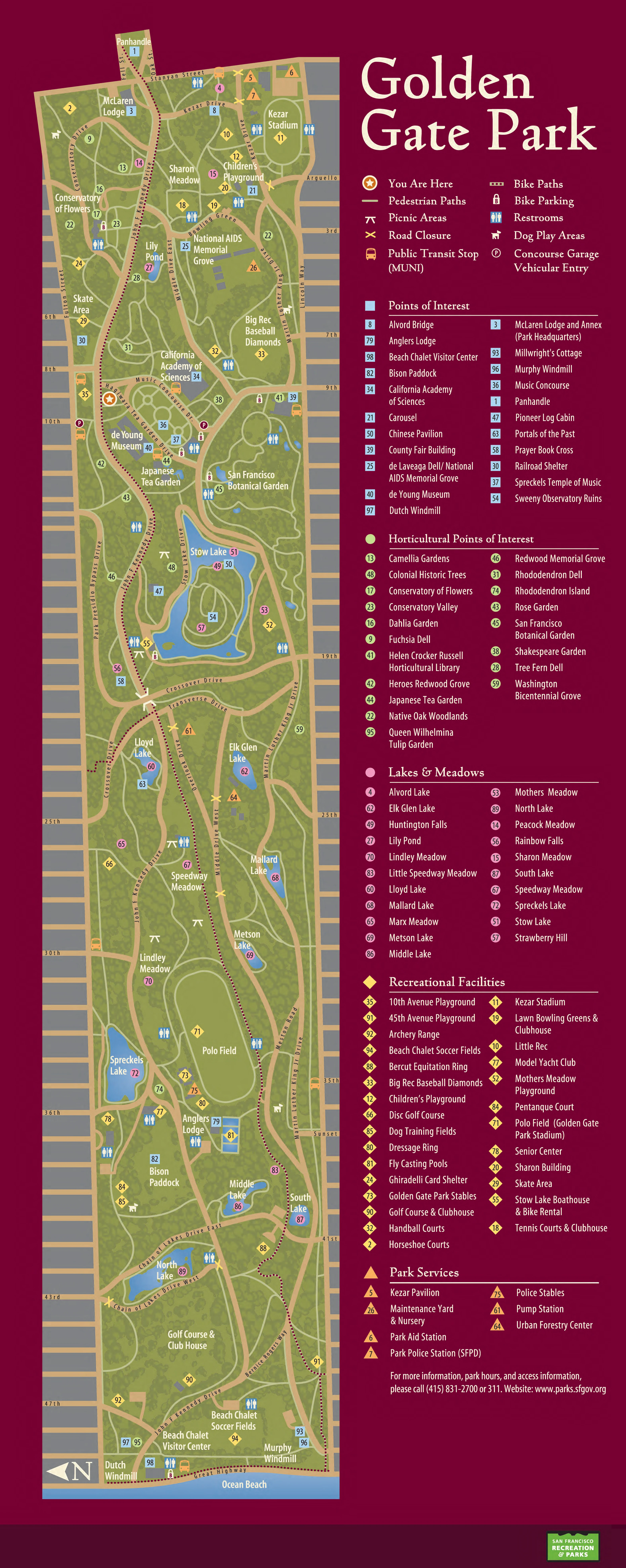 Golden Gate Park Visitors Map map